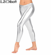 Child Ankle Length Dance Pants Girls Low Leggings Spandex Silver Pants For Stage performance, pencil pants, ankle-length pants, For women, Child Ankle Length Metallic Dance Pants 2024 - buy cheap