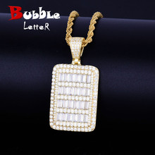 Bling Military Card Pendant Necklace Chain With Tennis Chain Gold Color Bling Cubic Zircon Men's Hip hop Rock Jewelry 2024 - buy cheap