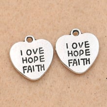 KJjewel Tibetan Silver Plated Love Hope Faith Heart Charms Pendants for Necklace Bracelets Jewelry Making Accessories 15x14mm 2024 - buy cheap