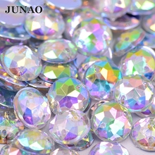 JUNAO 10mm Sewing Clear AB Rhinestones Round Acrylic Gems Flatback Crystals Stone Sew On Beads For Needlework Clothes 500pcs 2024 - buy cheap