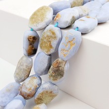 Lii Ji Unique Stock Sale Blue Lace Agates Irrgular shape Rough stone 17x22mm Beads 15'' for DIY jewelry Making 2024 - buy cheap