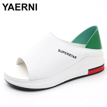 YAERNINew Fashion Women Sandals Spring Summer Platform SandalShoes Woman Peep Toe Leather Beach Casual Sandalias Mujer Plus Size 2024 - buy cheap