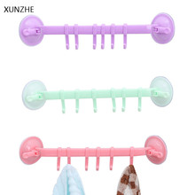 XUNZHE Multi-function Suction Cup Wall-Mounted Plastic 6 Link Hook Avoid Nail Towel Hanger Kitchen Bathroom Supplies Organizer 2024 - buy cheap