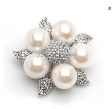 (Minimum Order $12) 2" Faux Pearl Rhinestone Crystal Diamante Wedding Bouquet Starfish Brooch 2024 - buy cheap