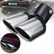 Tubo de escape modificado universal 1 peça, preto, de aço inoxidável, entrada dupla, silenciador, modelo para carros 2024 - compre barato