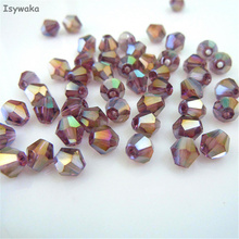 Ischuaka contas de cristal roxo, 6mm 48 peças, contas de cristal para bicone austríaco contas de vidro, contas espaçadoras soltas para fazer joias diy 2024 - compre barato