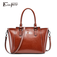 New ESUFEIR Oil Wax Leather luxury Women Handbag Split Leather Fashion Female Shoulder Bag Casual Tote Bags for Women 2019 bolsa 2024 - buy cheap