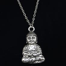 20pcs New Fashion Necklace 39x23mm meditate buddha Pendants Short Long Women Men Colar Gift Jewelry Choker 2024 - buy cheap