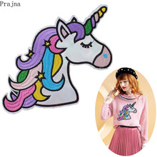 Prajna Large Rainbow Unicorn Patch Sew On Patches Cartoon Cheap Embroidered Patches For Clothes Kids Cute Badge DIY Applique 2024 - buy cheap