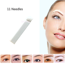 100 PCS Free Shipping Agujas Para Tatuajes 11 Pins Tattoo Needle For Eyebrow Or Lip Makeup Top Quality 2024 - buy cheap