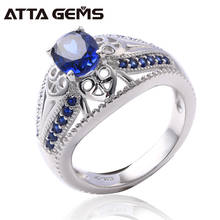 Кольцо из стерлингового серебра с синим сапфиром Для мужчин и женщин, S925 2024 - купить недорого