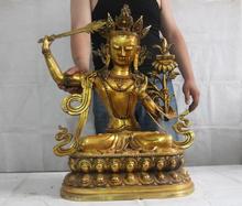 free shipping Chinese Bronze Copper Gild Wenshu Manjushri Monju Buddha God Hold Sword Statue Discount 55% 2024 - buy cheap