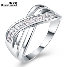 DreamCarnival 1989 New Cross Design Women Braided Rhodium Gold Color Zircon Paved Anillos Drop Shipping Stacking Rings YR6888 2024 - buy cheap