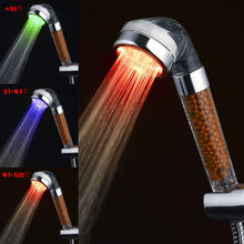 LED Anion SPA Shower Head 3 Muda de Cor com a Temperatura Da Água de Alta Pressão de Poupança de Água Filtro de Chuva Cabeça de Chuveiro Handheld 2024 - compre barato