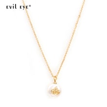 EVIL EYE Pearl Pendant Necklace Micro Pave Zircon Flower Crown Charm Necklace Gold Color Chain Fashion Jewelry for Women Female 2024 - buy cheap