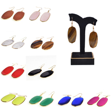 Pink Green Natural Stone Oval Earrings Pendant  Women Quartz  Fashion Jewelry 2018 2024 - buy cheap
