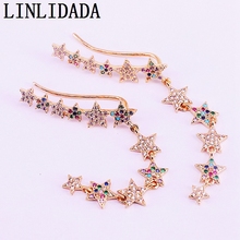 4Pairs Fashion jewelry Gold filled micro pave rainbow cubic zirconia star charm elegant earring 2024 - buy cheap