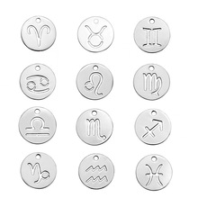 12mm Stainless Steel Zodiac Signs Charms Pendant For Jewelry Making Mirror Polished Wholesale 24pcs/lot 2024 - buy cheap