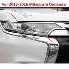 Cubierta de lámpara de faro delantero cromado ABS para Mitsubishi Outlander Samurai, estilo de coche, 2013-2016 2024 - compra barato
