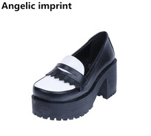 Angelic imprint woman mori girl lolita cosplay punk shoes lady high trifle heels pumps women princess dress shoes Tassels 35-40 2024 - buy cheap