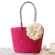 Bolso de lino delicado con forma de flor para mujer, bolsa de mano pequeña, tejido, ideal para viajes, vacaciones y playa, novedad 2024 - compra barato