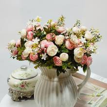 Искусственные цветы розы шелковые Чайные розы Букет домашние Свадебные Декоративные искусственные цветы 2024 - купить недорого