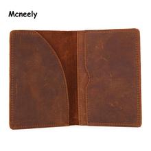 Mcneely High Quality Crazy Horse Genuine Leather Passport Holder Credit Card ID Holder Case Travel Business Passport Cover 2024 - buy cheap