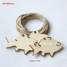 (20pcs/lot)29mmx 50mm  blank wood fish hanging tags crafts scrapbooking wooden key chain free strings-CT1068 2024 - buy cheap