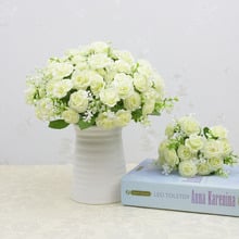 Искусственные Шелковые пионы, букет с 4 бутонами, 15 цветов, украшение для дома и свадьбы, искусственные пионы, розы 2024 - купить недорого