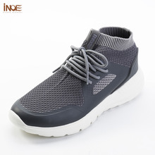 INOE 2021 fashion style woman summer shoes air mesh for women sneakers non-slip & light sole breathable grey black 36-44 slip-on 2024 - buy cheap