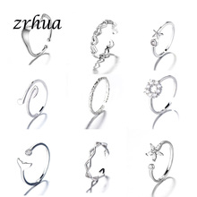 Zrhua anéis cor de prata para mulheres, acessórios de zircônia cúbica para casamento e noivado, joia de grande promoção feminina 2024 - compre barato