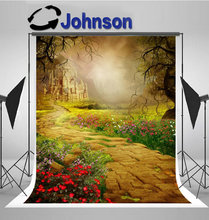 fantasy scenery road old castle flower tree backdrops  High quality Computer print party photography backgrounds 2024 - buy cheap