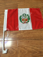 Envío Gratis 30x45 cm Perú coche ventana bandera poliéster banderas del coche de alta calidad 100D con asta de bandera 2024 - compra barato