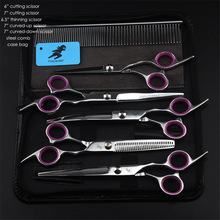 7 inch 6" Pet Grooming Scissors Set Straight Curved Dog Cat Cutting Thinning Shears Kit Tesoura Para Hair Thinning Shears 2024 - buy cheap