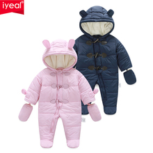 IYEAL Winter Children Baby Clothes Boys Girls Rompers Warm Thickening Hooded Infant Overalls for Newborn Clothing Kid Outerwear 2024 - buy cheap