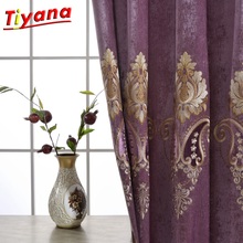 Luxury Curtains Tulle For Living Room European Chenille Embroidery Velvet Curtains Tulle Purple Bedroom Decorate Panel WP019*30 2024 - buy cheap