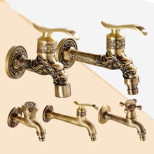 Antique Brass Dragon Carved Tap Faucet Garden Bibcock Washing Machine Faucet Outdoor Faucet Single Cold Taps 2024 - buy cheap