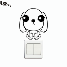 Cute Sitting Dog Light Switch Sticker Funny Cartoon Puppy Vinyl Animal Wall Sticker for Kids Room Bedroom Living Room Home Decor 2024 - buy cheap