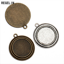 REGELIN Antique Bronze/Antique Silver Pendant Round Tray inner 25 mm 10pcs/lot for cabochon Tibetan Silver Jewelry Setting C788 2024 - buy cheap