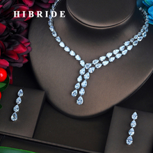 Hibride conjunto de joias com zircônio cúbico, joias tipo gota, transparente, acessórios para casamento, para mulheres 2024 - compre barato