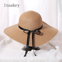 Летняя соломенная шляпа, женская пляжная шляпа с большими широкими полями, складная шляпа от солнца, Солнцезащитная шляпа с УФ-защитой, Панама 2024 - купить недорого