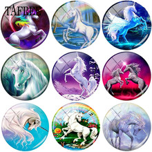 TAFREE Animal Unicorn Rainbow Horse 25mm Round Photo Glass Cabochon Demo Flat Back Making Findings Accessories 2024 - buy cheap