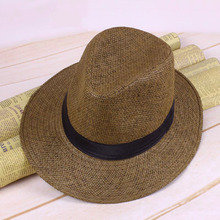 Newly chapéu de palha panamá masculino, chapéu de cowboy artesanal, chapéu de sol para praia e viagem, dod886 2024 - compre barato