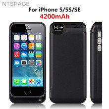 NTSPACE-funda portátil de 4200mAh para iPhone 5, paquete de energía de batería externa, cubierta de cargador para iPhone 5S SE 2024 - compra barato