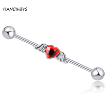 TIANCIFBYJS Surgical Steel 14G 38MM Industrial Barbell Piercing Bar Sexy Body Jewelry Screw Tragus Earring For Women Men 20pcs 2024 - buy cheap