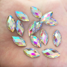 80pcs  9*18mm AB Resin Shiny Horse eye crystal gem Flatback rhinestone Scrapbook Wedding DIY Ornaments SF648 2024 - buy cheap