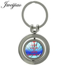 JWEIJIAO-Llavero giratorio con diseño de letras, joyería con gemas de cristal de doble cara, para mantener la calma y el amor al nadar, personalizado, SP388 2024 - compra barato