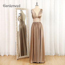 Gardenwed Brown Party Dress Evening Long Elegant Elegant V Neck Satin Formal Dresses vestido longo festa 2024 - buy cheap