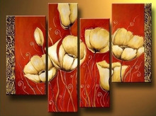 Wholesale Modern Abstract Red Yellow Flower Painting Canvas Oil Painting Flower Decor For Wall Home Decoration Wall Art Pictures 2024 - buy cheap