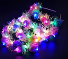 Светящийся венок, Цветочная повязка на голову для взрослых светильник ящиеся светодиодсветодиодный повязки на голову, Рождество, Хэллоуин, вечеринку, светящийся мигающий ободок, Рождественский Декор 2024 - купить недорого